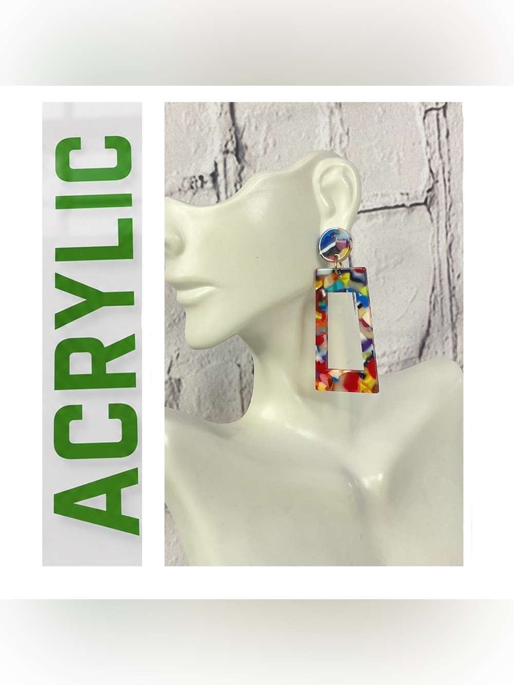 🌟🌟 Acrylic Geometric Drop Earrings - Vibrant Statement